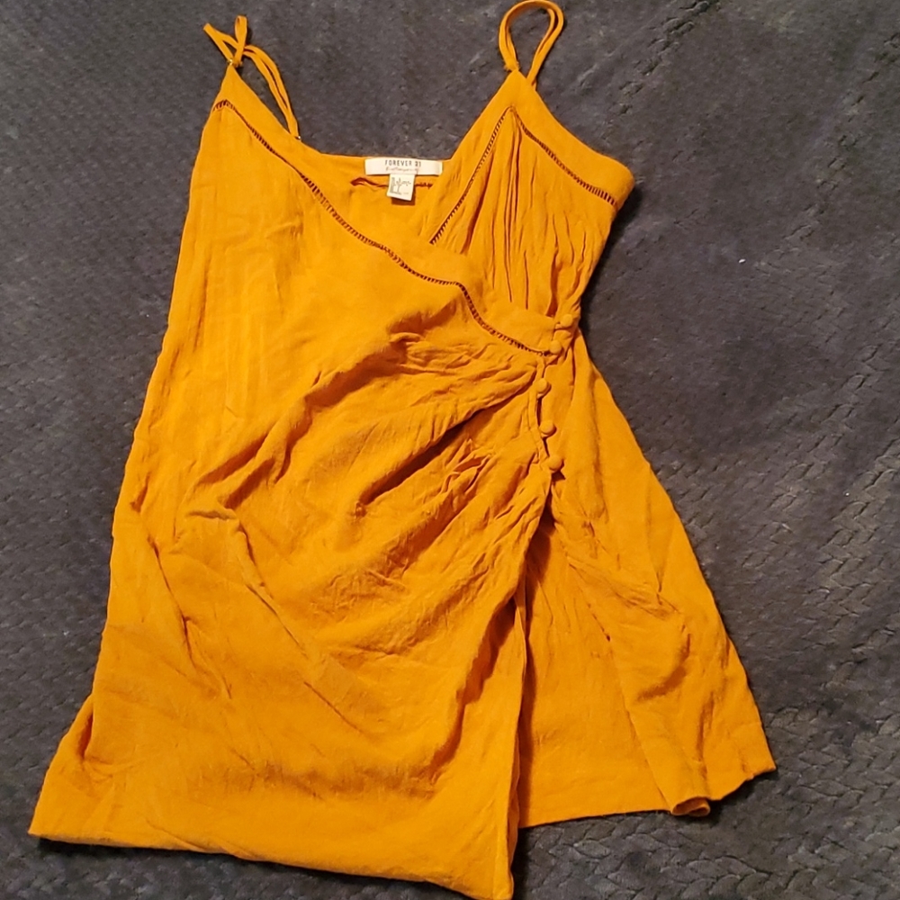 Forever 21 wrap dress mustard color